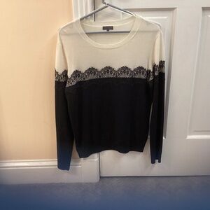 Vince Camuto black and cream lace sweater
